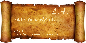 Lubik Annamária névjegykártya